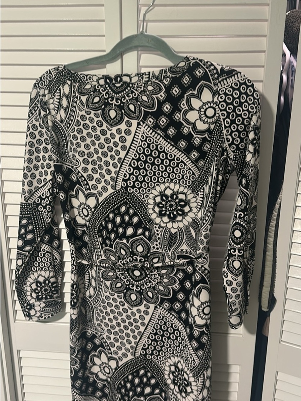 LOFT Black and White Floral Paisley Print Dress